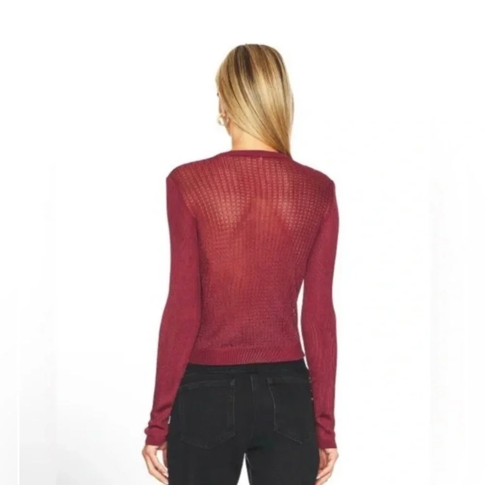 Free People H20 Crew Pullover Sweater Womens Open Knit Ribbed Mesh Sz Medium